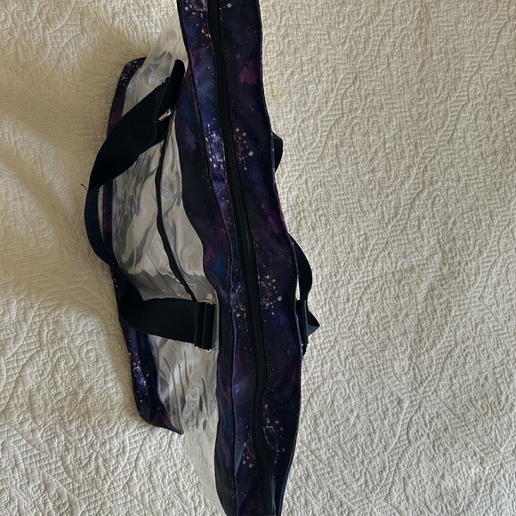 Large clear PVC and starscape Polyester tote bag with small clear PVC zipper bag - Picture 5 of 12
